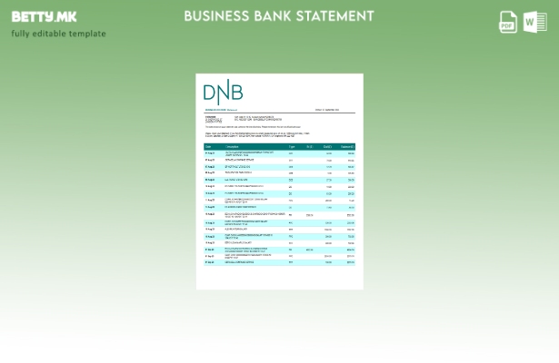 модерен стил Извод на цврста сметка на DNB банка Шаблон Word и PDF